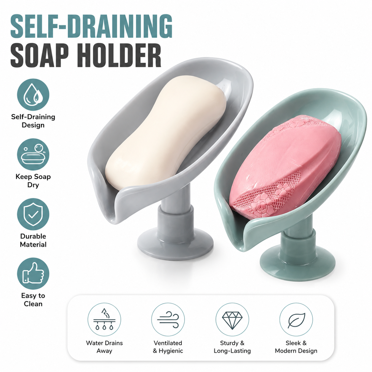 Soap Dish Draining - Leaf Shape Self Draining Soap Holder