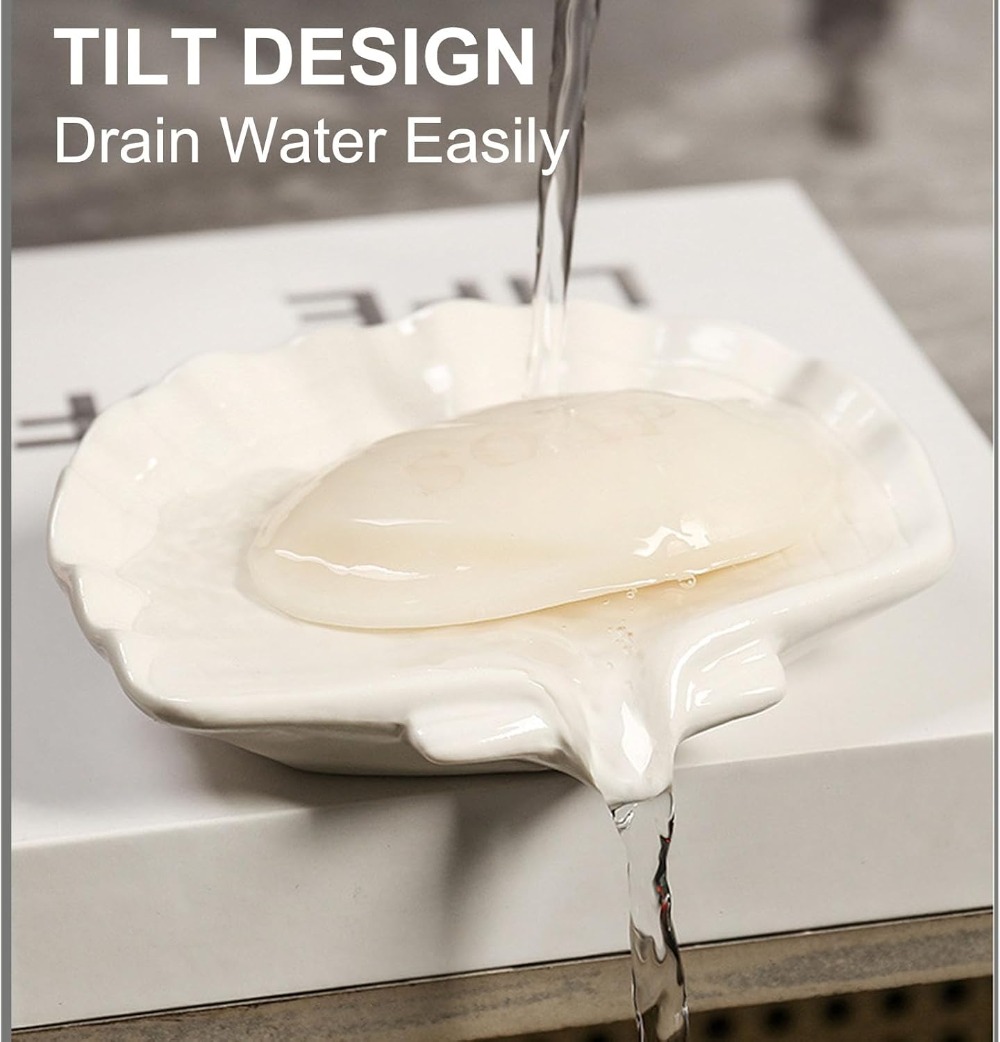 Ceramic Soap Holder, Sea-Shell – обзор и цена Soap Dish Draining